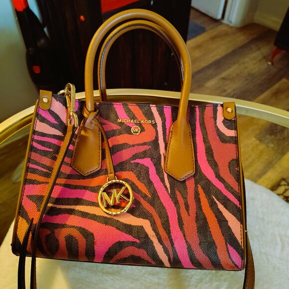 Michael Kors Satchel Handbag Maple Brown Multi - Picture 1 of 7